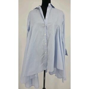 Palmer Harding Shirt 2/4‎ Button Up Blouse Artsy Asymmetric Stripe Cotton